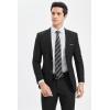 imageHISDERN Mens Tie Striped Ties and Handkerchief Set Business Formal Woven Pocket Square Wedding College Stripe NecktieB Black