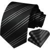 imageHISDERN Mens Tie Striped Ties and Handkerchief Set Business Formal Woven Pocket Square Wedding College Stripe NecktieB Black