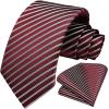 imageHISDERN Mens Tie Striped Ties and Handkerchief Set Business Formal Woven Pocket Square Wedding College Stripe NecktieB Red White