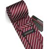 imageHISDERN Mens Tie Striped Ties and Handkerchief Set Business Formal Woven Pocket Square Wedding College Stripe NecktieB Red White
