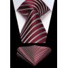 imageHISDERN Mens Tie Striped Ties and Handkerchief Set Business Formal Woven Pocket Square Wedding College Stripe NecktieB Red White