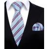 imageHISDERN Mens Tie Striped Ties and Handkerchief Set Business Formal Woven Pocket Square Wedding College Stripe NecktieBblue