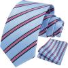 imageHISDERN Mens Tie Striped Ties and Handkerchief Set Business Formal Woven Pocket Square Wedding College Stripe NecktieBblue
