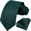 imageHISDERN Mens Tie Striped Ties and Handkerchief Set Business Formal Woven Pocket Square Wedding College Stripe NecktieBgreen Black