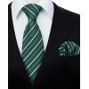 imageHISDERN Mens Tie Striped Ties and Handkerchief Set Business Formal Woven Pocket Square Wedding College Stripe NecktieBgreen3