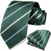 imageHISDERN Mens Tie Striped Ties and Handkerchief Set Business Formal Woven Pocket Square Wedding College Stripe NecktieBgreen4