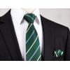 imageHISDERN Mens Tie Striped Ties and Handkerchief Set Business Formal Woven Pocket Square Wedding College Stripe NecktieBgreen4