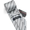imageHISDERN Mens Tie Striped Ties and Handkerchief Set Business Formal Woven Pocket Square Wedding College Stripe NecktieBgrey White
