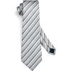 imageHISDERN Mens Tie Striped Ties and Handkerchief Set Business Formal Woven Pocket Square Wedding College Stripe NecktieBgrey White