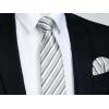 imageHISDERN Mens Tie Striped Ties and Handkerchief Set Business Formal Woven Pocket Square Wedding College Stripe NecktieBgrey White