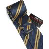 imageHISDERN Mens Tie Striped Ties and Handkerchief Set Business Formal Woven Pocket Square Wedding College Stripe NecktieBnavy Blue Gold