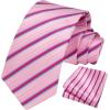 imageHISDERN Mens Tie Striped Ties and Handkerchief Set Business Formal Woven Pocket Square Wedding College Stripe NecktieBpink1