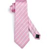 imageHISDERN Mens Tie Striped Ties and Handkerchief Set Business Formal Woven Pocket Square Wedding College Stripe NecktieBpink2