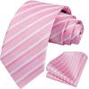 imageHISDERN Mens Tie Striped Ties and Handkerchief Set Business Formal Woven Pocket Square Wedding College Stripe NecktieBpink2