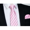 imageHISDERN Mens Tie Striped Ties and Handkerchief Set Business Formal Woven Pocket Square Wedding College Stripe NecktieBpink2