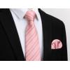 imageHISDERN Mens Tie Striped Ties and Handkerchief Set Business Formal Woven Pocket Square Wedding College Stripe NecktieBpink3