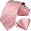 imageHISDERN Mens Tie Striped Ties and Handkerchief Set Business Formal Woven Pocket Square Wedding College Stripe NecktieBpink3