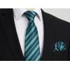 imageHISDERN Mens Tie Striped Ties and Handkerchief Set Business Formal Woven Pocket Square Wedding College Stripe NecktieBteal