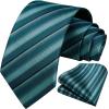 imageHISDERN Mens Tie Striped Ties and Handkerchief Set Business Formal Woven Pocket Square Wedding College Stripe NecktieBteal