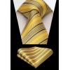 imageHISDERN Mens Tie Striped Ties and Handkerchief Set Business Formal Woven Pocket Square Wedding College Stripe NecktieByellow2