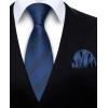 imageHISDERN Mens Tie Striped Ties and Handkerchief Set Business Formal Woven Pocket Square Wedding College Stripe NecktieC Navy Blue2