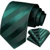 imageHISDERN Mens Tie Striped Ties and Handkerchief Set Business Formal Woven Pocket Square Wedding College Stripe NecktieCgreen