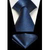 imageHISDERN Mens Tie Striped Ties and Handkerchief Set Business Formal Woven Pocket Square Wedding College Stripe NecktieCnavy Blue1