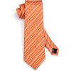 imageHISDERN Mens Tie Striped Ties and Handkerchief Set Business Formal Woven Pocket Square Wedding College Stripe NecktieCorange