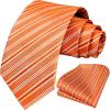imageHISDERN Mens Tie Striped Ties and Handkerchief Set Business Formal Woven Pocket Square Wedding College Stripe NecktieCorange