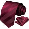imageHISDERN Mens Tie Striped Ties and Handkerchief Set Business Formal Woven Pocket Square Wedding College Stripe NecktieCred
