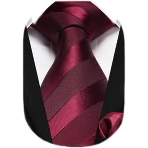 imageHISDERN Mens Tie Striped Ties and Handkerchief Set Business Formal Woven Pocket Square Wedding College Stripe NecktieCred