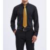 imageHISDERN Mens Dress Shirt with Tie Pocket Square Set Classic Button Down Shirt Matching Tie Long Sleeve ShirtsBlack Gold