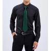 imageHISDERN Mens Dress Shirt with Tie Pocket Square Set Classic Button Down Shirt Matching Tie Long Sleeve ShirtsBlack Green