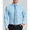 imageHISDERN Mens Dress Shirt with Tie Pocket Square Set Classic Button Down Shirt Matching Tie Long Sleeve ShirtsBlue Light 2