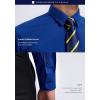 imageHISDERN Mens Dress Shirt with Tie Pocket Square Set Classic Button Down Shirt Matching Tie Long Sleeve ShirtsBlue Royal
