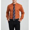 imageHISDERN Mens Dress Shirt with Tie Pocket Square Set Classic Button Down Shirt Matching Tie Long Sleeve ShirtsBrown