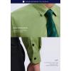 imageHISDERN Mens Dress Shirt with Tie Pocket Square Set Classic Button Down Shirt Matching Tie Long Sleeve ShirtsGreen