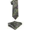 imageHISDERN Mens Dress Shirt with Tie Pocket Square Set Classic Button Down Shirt Matching Tie Long Sleeve ShirtsGreen Army