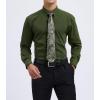 imageHISDERN Mens Dress Shirt with Tie Pocket Square Set Classic Button Down Shirt Matching Tie Long Sleeve ShirtsGreen Army