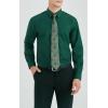 imageHISDERN Mens Dress Shirt with Tie Pocket Square Set Classic Button Down Shirt Matching Tie Long Sleeve ShirtsGreen Forest