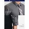 imageHISDERN Mens Dress Shirt with Tie Pocket Square Set Classic Button Down Shirt Matching Tie Long Sleeve ShirtsGrey