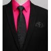 imageHISDERN Mens Dress Shirt with Tie Pocket Square Set Classic Button Down Shirt Matching Tie Long Sleeve ShirtsHot Pink