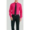 imageHISDERN Mens Dress Shirt with Tie Pocket Square Set Classic Button Down Shirt Matching Tie Long Sleeve ShirtsHot Pink