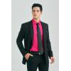 imageHISDERN Mens Dress Shirt with Tie Pocket Square Set Classic Button Down Shirt Matching Tie Long Sleeve ShirtsHot Pink