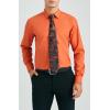 imageHISDERN Mens Dress Shirt with Tie Pocket Square Set Classic Button Down Shirt Matching Tie Long Sleeve ShirtsOrange
