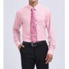 imageHISDERN Mens Dress Shirt with Tie Pocket Square Set Classic Button Down Shirt Matching Tie Long Sleeve ShirtsPink