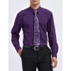 imageHISDERN Mens Dress Shirt with Tie Pocket Square Set Classic Button Down Shirt Matching Tie Long Sleeve ShirtsPurple