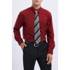 imageHISDERN Mens Dress Shirt with Tie Pocket Square Set Classic Button Down Shirt Matching Tie Long Sleeve ShirtsRed