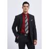 imageHISDERN Mens Dress Shirt with Tie Pocket Square Set Classic Button Down Shirt Matching Tie Long Sleeve ShirtsRed