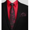 imageHISDERN Mens Dress Shirt with Tie Pocket Square Set Classic Button Down Shirt Matching Tie Long Sleeve ShirtsRed Light